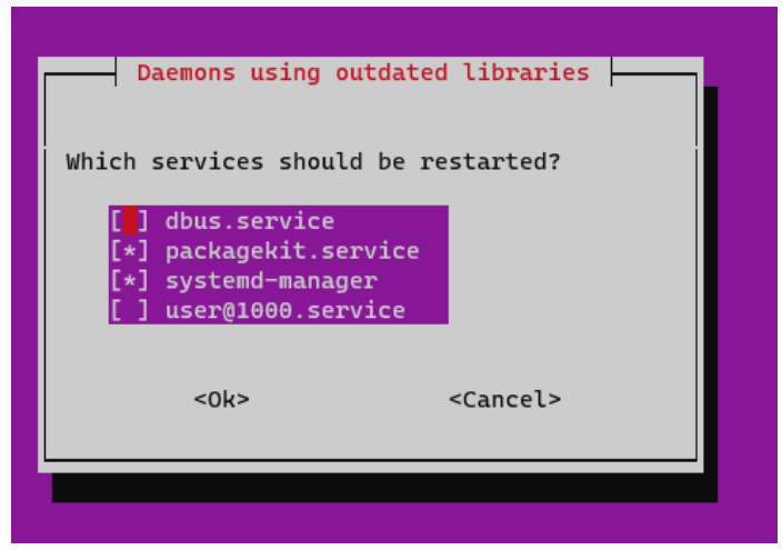 如何处理ubuntu22.04LTS安装过程中出现“Daemons using outdated libraries”提示