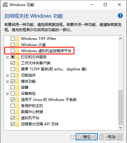 windows虚拟机监控程序平台是否打开