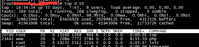 linux下系统性能监控的命令top和vmstat