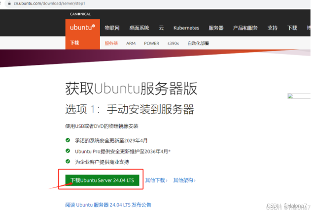 安装ubuntu server24.04系统