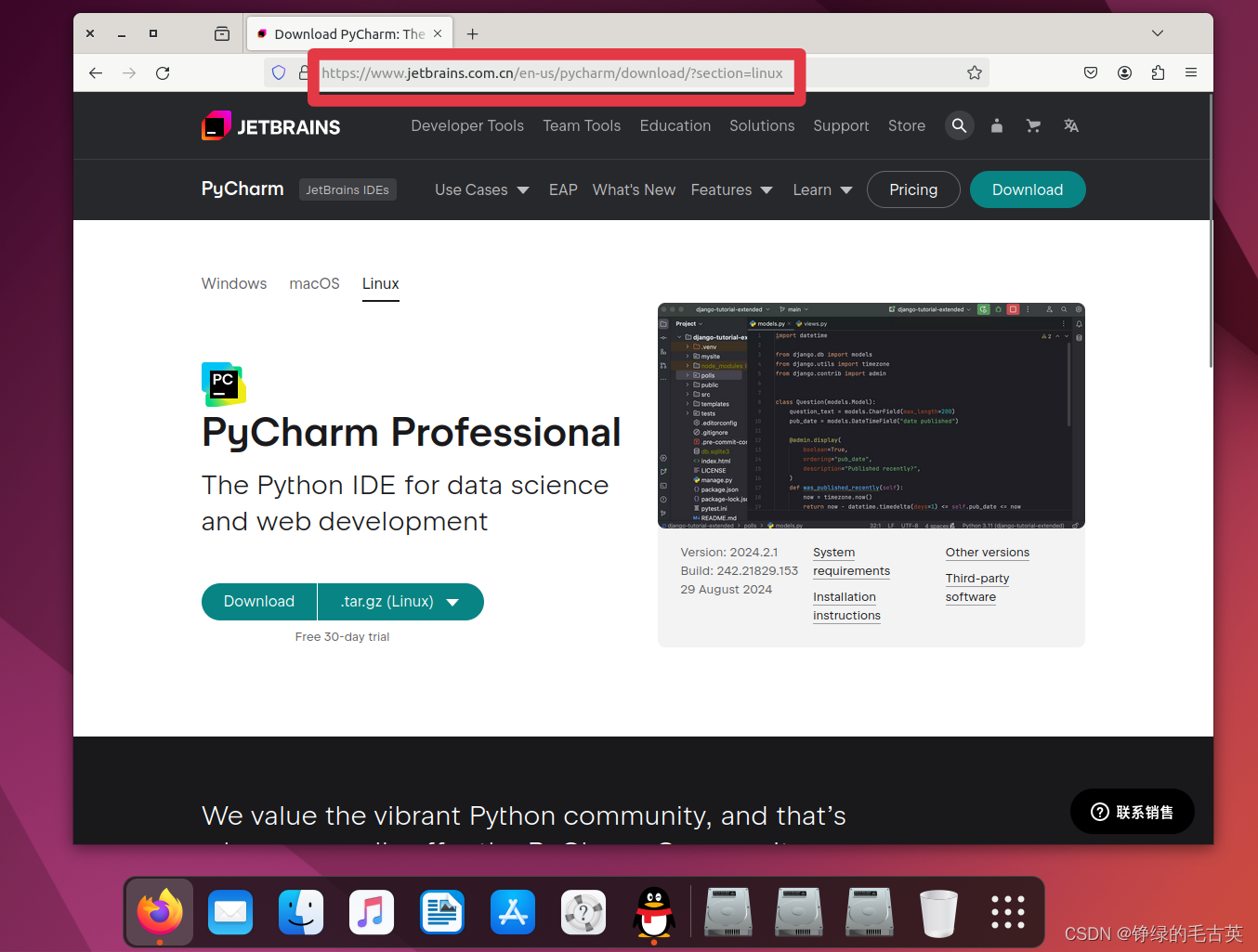 在Ubuntu22.04中安装PyCharm(保姆级教程)